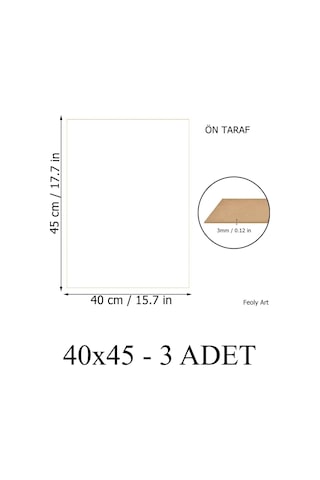 3 Mm / 40 Cm X 45 Cm Mdf Plaka 3 Adet - Hobi, Maket, Ahşap El Sanatları İçin Uygun 3 Lü Paket 400 x 450