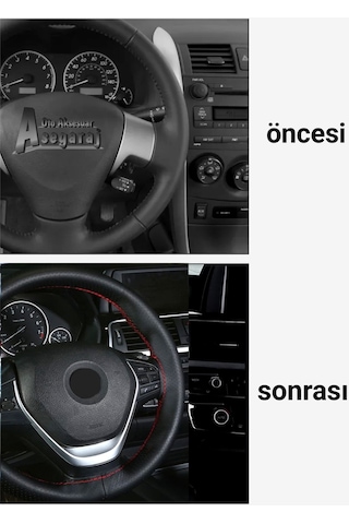 Fiat Fiorino Uyumlu 2015-2021 Dikmeli Direksiyon Kılıfı Siyah Düz Kırmızı Dikişli A Kalite