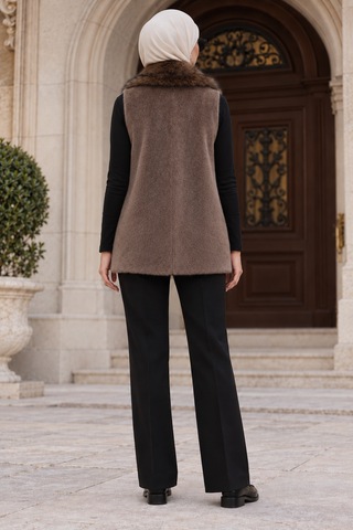 Sevitli Angora Cepli Yelek-kahve-6014