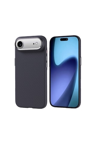 Zore Apple iPhone Uyumlu 17 Air Kılıf M-safe Şarj Özellikli Karbon Fiber Görünümlü Omsy Nekst Kapak - Siyah