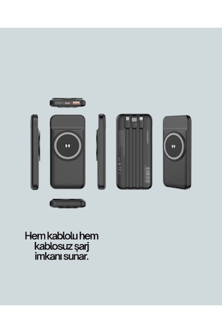 Çoklu Cihaz Uyumu İle Kablolu Ve Kablosuz Şarj Pratik Powerbank Çok Renkli
