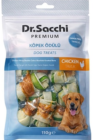 Dr.sacchi Premium Tavuk Sargılı Çift Renkli Sığır Derisi Düğüm Kemik Tahılsız Köpek Ödülü 2 8li 110 Gr 109-30011.01