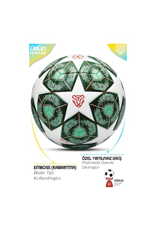 Profesyonel Futbol Topu 2025 Şampiyonlar Ligi Pompalı Sert Zemin Halı Saha Futbol Topu No5 Yeşil 555 Yeşil