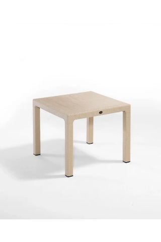 90x90 Cm Rattan 4 Kişilik Kare Masa Seti Kolsuz Sandalye Kapuçino