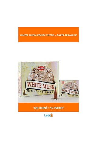 Beyaz Miski Aromalı 12 Paket Konik Tütsü