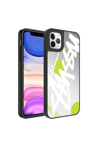 Apple Uyumlu iPhone 11 Pro Max Uyumlu Aynalı Desenli Kamera Korumalı Parlak Zore Mirror Kılıf-yazı Yazı -