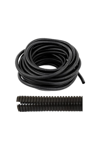 17mm Yarıklı Spiral Hortum Kablo Gizleme İzolasyon Borusu Esnek Siyah