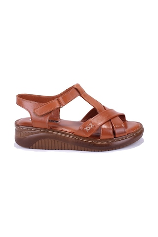 Dagoster Dza07-77025100 Taba Günlük Ortopedik Deri Kadın Sandalet Taba