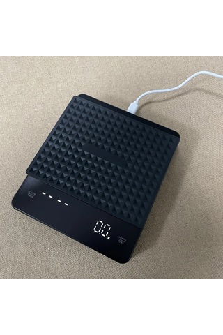 Xuweiwei Usb Şarj Edilebilir Dijital Kahve Terazisi Siyah 3kg 01g Hassas G Ml Oz Abs Plastik Ev Mutfak Kullanımı Siyah