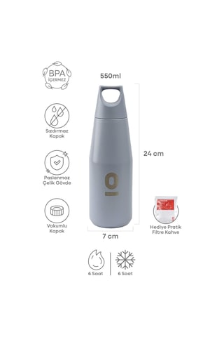 Paslanmaz Çelik Mavi Şişe Termos 550 ML No:68