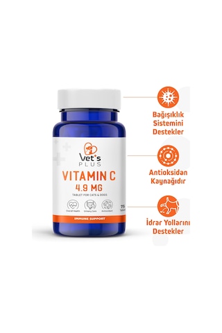 Vet's Plus C Vitamin Kedi ve Köpekler İçin Vitamin Tablet 75'li