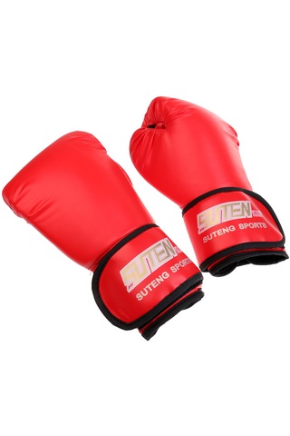 Suntek 1 Çift Pu Deri Boks Eldiveni Mma Muay Thai Kırmızı Kırmızı