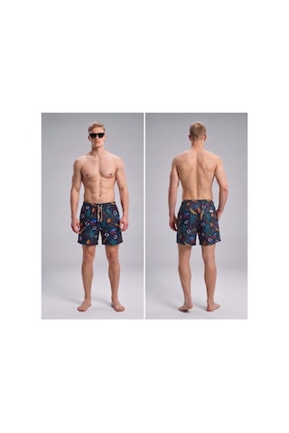 Wild Wood Garment Wild Wood Summer Surf Palmiye Desenli Hızlı Kuruyan Erkek Deniz Şortu Çok Renkli - Antrasit
