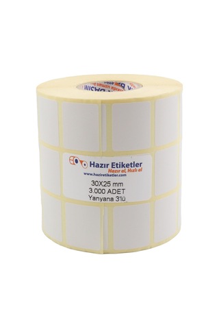 Lexroo Eko Termal Etiket, 30mm X 25mm 3000 Adetli 3lü Yan Yana Sarılmış Rulolar 40mm Kuka Çapında Diğer
