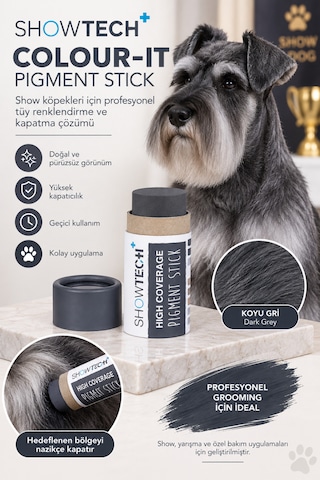 Showtech Colour-ıt El Yapımı Pigment Toz Geçici Köpek Tüy Boyası Koyu Gri