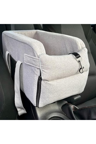 Tuomeng Köpek Araba Koltuğu Yıkanabilir Pet Araba Koltuğu Alt Plaka Üç Velcro Sabit Açık Gri