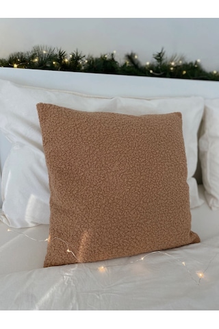 Teddy Kare Kırlent Kılıfı Kahve 45x45 Kahve