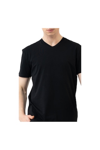United Colors of Benetton Erkek Beyaz %100 Koton V Yaka Basic T-shirt SIYAH