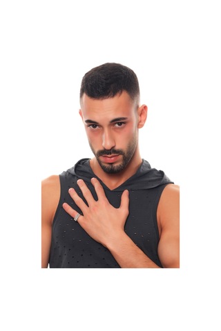 Erkek Antik Gümüş Kaplama Ayarlanabilir Amour Yüzük Gümüş