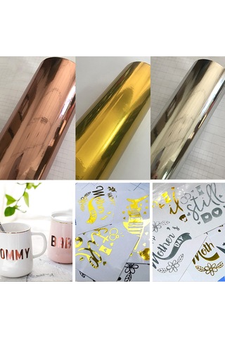 Qingmipy Altın Pvc Vinil Folyo 30x100cm - Kırıcı, Transfer Eliptik - Bardak, Cam, Posteri, Ev Dekorasyonu İçin Dıy El Sanatı Malzemesi Altın