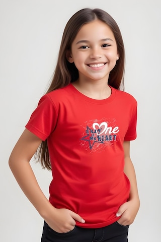 Fyk Kids Kız Çocuk Wellcome Happines Baskılı Tişört Kırmızı