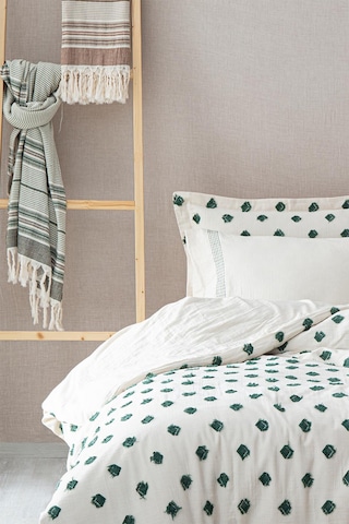 Ecocotton İmre Yeşil Çift Kişilik %100 Organik Pamuk Müslin Nevresim Takımı Yeşil