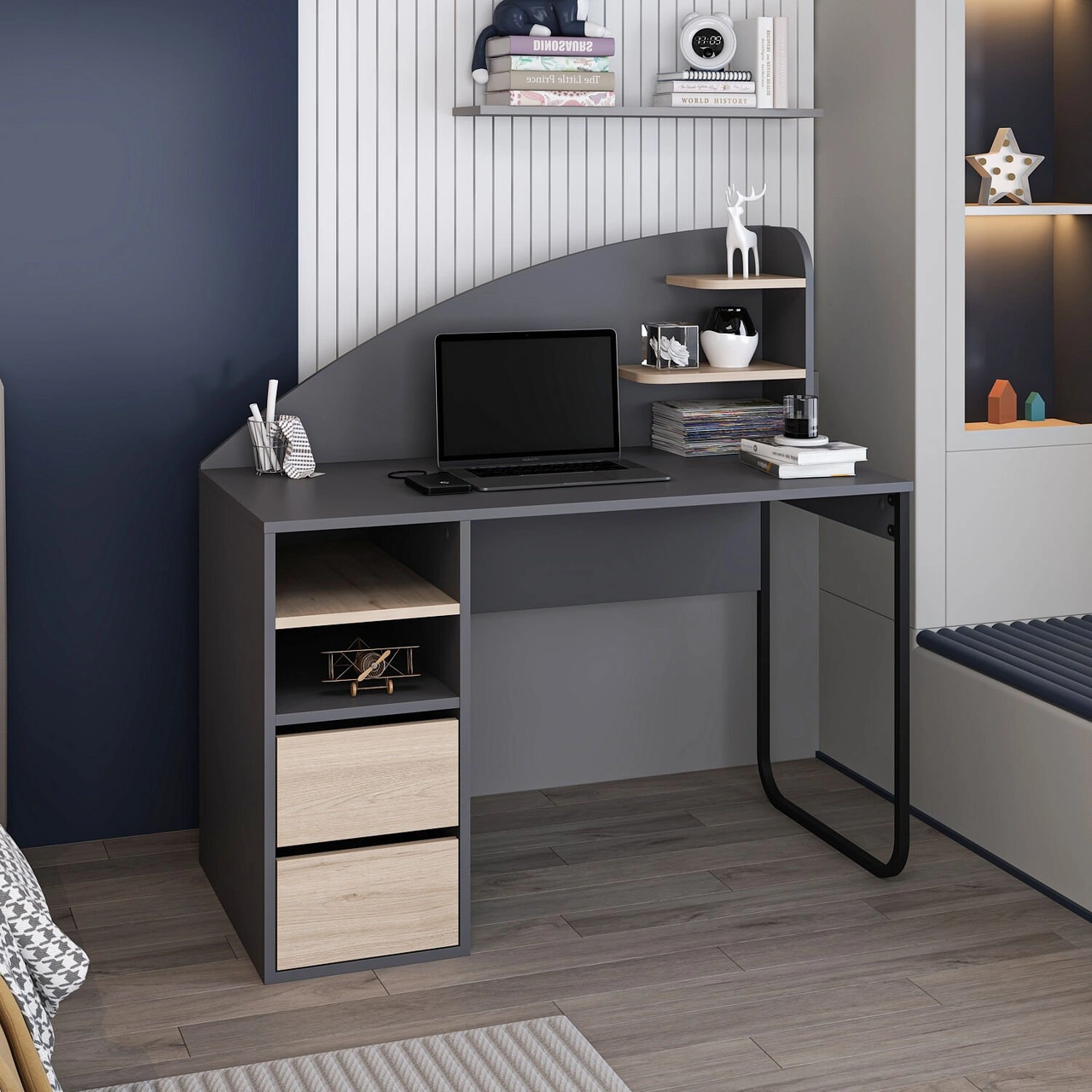 Mirel Çalışma Masası - Antrasit/derin Sepet Çok Renkli