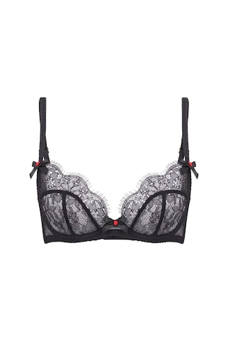 Agent Provocateur Lorna Siyah Dantelli Plunge Sütyen - Üç Parçalı Kupa, Avusturya Nakışı, Ince Fransız Dikiş Koyu Siyah