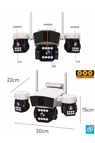 O-kam 3036pro, 9mp, Wifi, 3 Lens, Akıllı Kamera, İnsan Algılama
