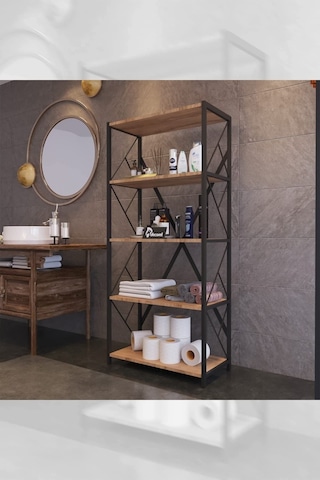 Morpanya Moni Metal Banyo Rafı Ünite 5 Raflı Banyo Düzenleyici Raf Havlu Rafı Havluluk 150 Cm