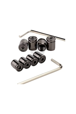 Kilitlemeli Sibop Kapağı Alyanlı Sibop Kapağı Araba Motosiklet Bisiklet Metal Sıkmalı Siyah 4 Lü Set 00 Şüscaroto Aksesuar