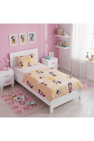 Tek Kişilik Desenli Çocuk Nevresim + Yastık Kılıfı Turuncu