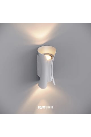 FoneLight Butterfly 22 cm Beyaz Alüminyum LED Duvar Apliği IP65 Dış Mekan Bahçe Balkon Teras Villa Cephe Aydınlatması 3000K