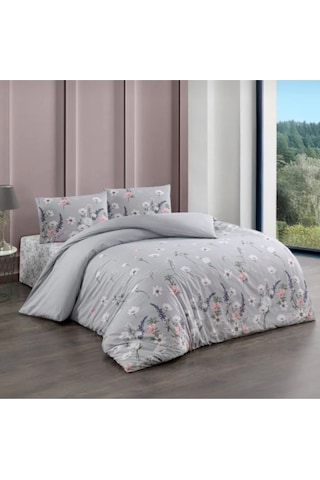 Kristal Ranforce Bahar Gri Çift Kişilik Nevresim Takımı