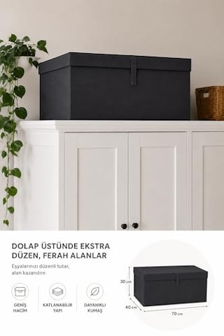 Lüks Çok Amaçlı Saklama Kutusu, Antrasit Mega Plus Boy 70 X 40 X 30