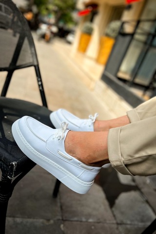 Roof Atelier Erkek Beyaz Bağcıklı Loafer Ayakkabı - 419 - Cbt Torrini Beyaz