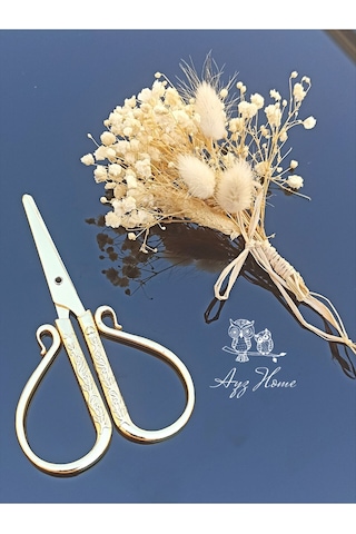 Doğal Kuru Çiçekli Söz Nişan Kurdele Makası Söz Nişan Tepsi Dekor