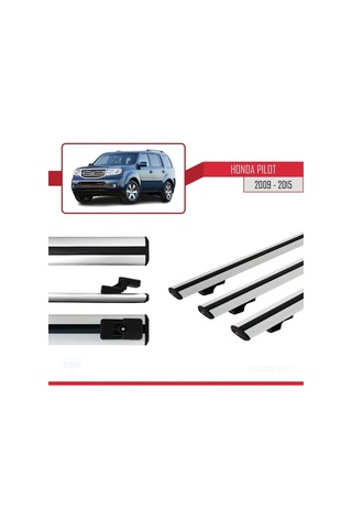 Honda Pilot 2009-2015 Arası İle Uyumlu Basic Model Ara Atkı Tavan Barı Gri 3 Adet