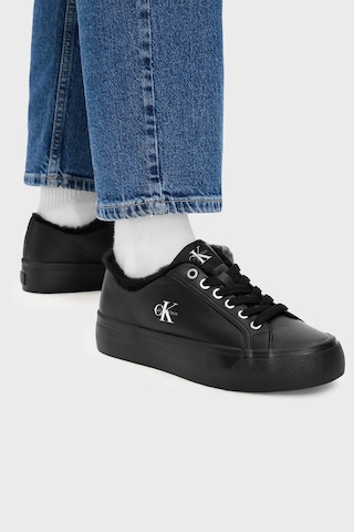 Calvin Klein Logolu İçi Kürklü Deri Sneaker Ayakkabı Hw0hw032350gj Kadın Ayakkabı Hw0hw03235 0gj Siyah