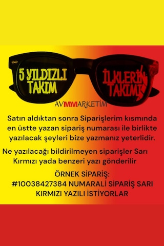 Parti Gözlüğü Sarı Kırmızı Yazılı Gözlük Şampiyonluk Kutlaması İçin Sarı Kırmızı Yazılı Gözlük