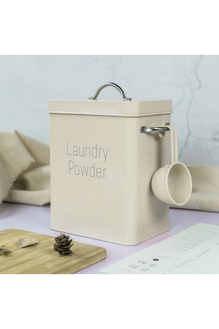 Dinosaurs Teneke Çamaşır Deterjanı Saklama Kutusu - Beyaz Altın