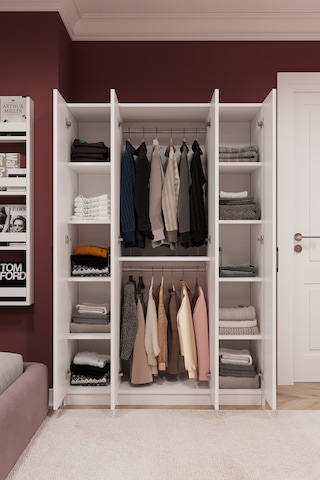 Asra Trend 4 Kapaklı Gardırop G-08 %100 MDF Fonksiyonel Kıyafet Dolabı Kül Gri
