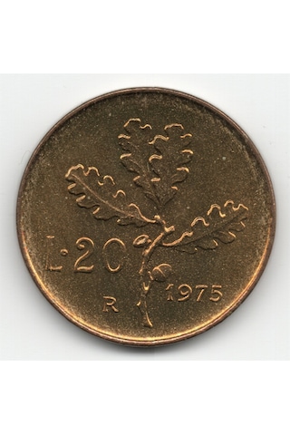 Italya. 20 Lire 1975. Çil Eski Madeni Para