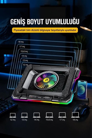 Özel Seri Laptop Soğutucu Cf07 Siyah Ders Çalışma Müzik