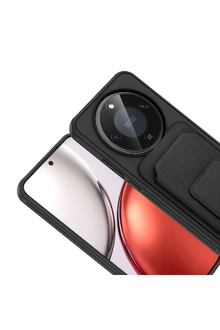 Honor Magic 8 Lite 5g Kılıf Arka Yüzey Kartlıklı Deri Doku Premium Tpu Silikon Standlı Özelliği Kapak Siyah