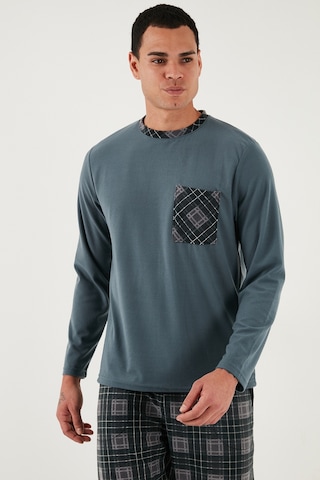 Buratti Kareli Yumuşak Dokulu Regular Fit Uzun Kollu Erkek Pijama Takımı 609611060 Gri