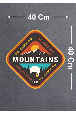 Dağ Kamp Ve Macera Sticker - Camping Adventure Mountains Sticker - Araba Oto Motosiklet Karavan Cam Sticker - 00114 40x40 Cm