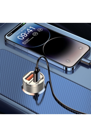 Nettech Nt-cch05 30w Pd& Qc 3.0 Çift Portlu Metal Araç Şarjı Space Gray
