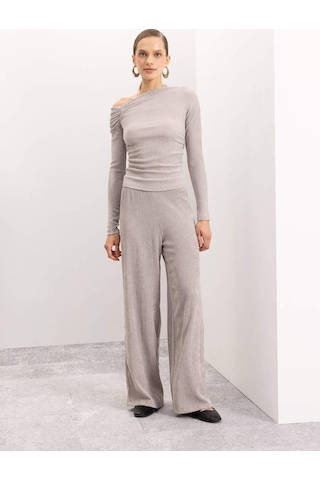 Defacto Wide Leg Bürümcük Pantolon D5141AX24AUGR302 Gri