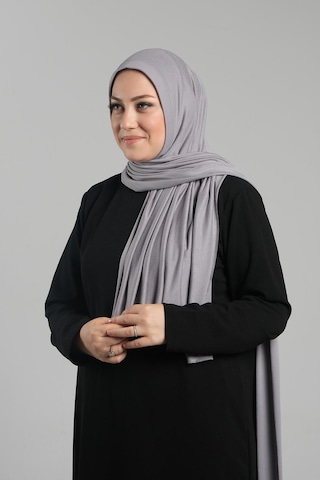 Hürrem Bone Gri Pratik Hazır Geçmeli Şal Viskon Önü Süngerli Penye Şal 2202 15 Gri